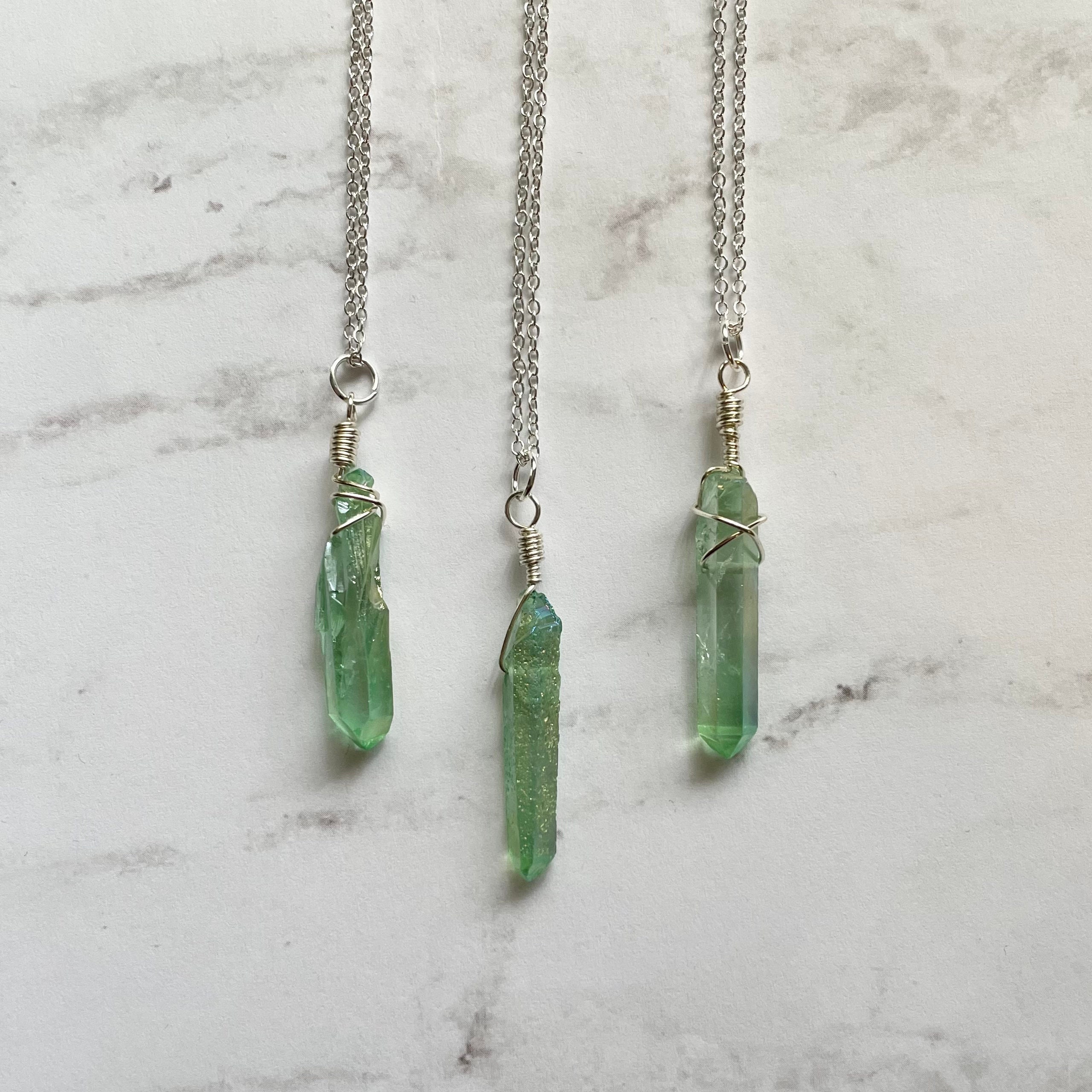 Quartz Crystal Necklace Green