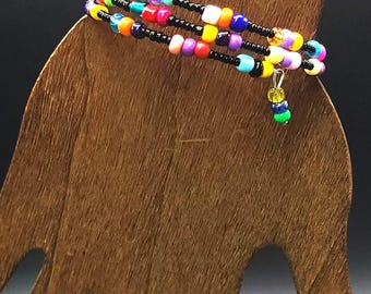 Triple Wrap Rainbow Bead Bracelet - By Gabby - Supporting Artisans with Barriers