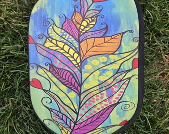 Pickleball Paddle Cover - Feather Art By Sammy D. - Supporting Artisans with Barriers