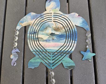 Sea Turtle Wind Spinner - Lake Erie Art by Austin - Supporting Artisans with Barriers