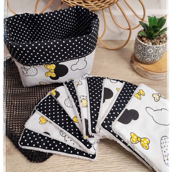 Panier 10 lingettes et son filet de lavable Minnie