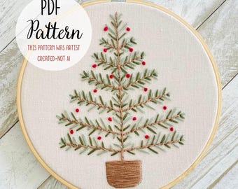 Christmas Tree Hand Embroidery Pattern: Beginner DIY (PDF Pattern) - Etsy