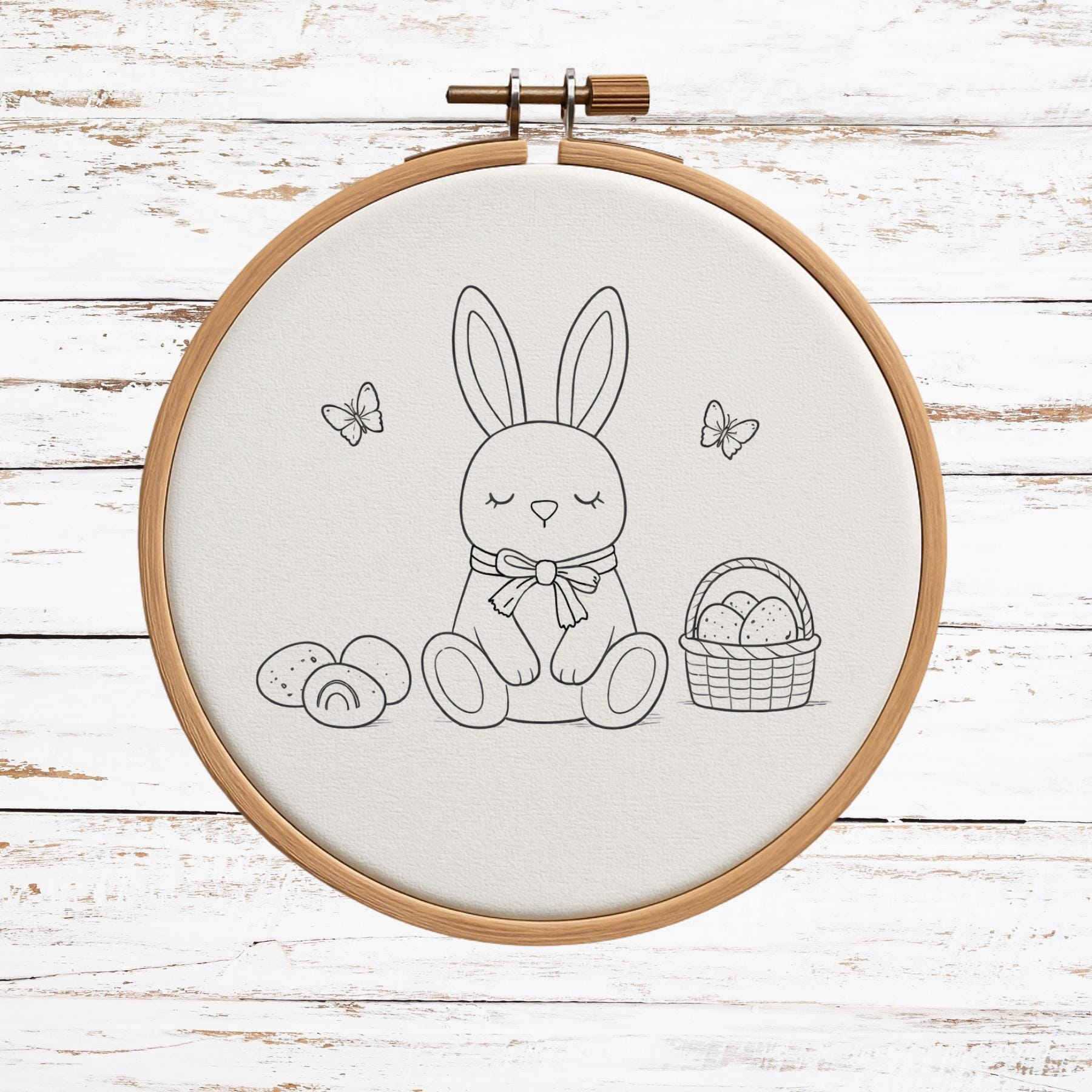 Easter Bunny Hand Embroidery Pattern Template, Spring Embroidery Design ...