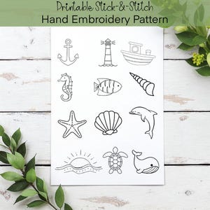 Nautical Embroidery Stick and Stitch Patterns: Coastal DIY (PDF Downloadable Template)