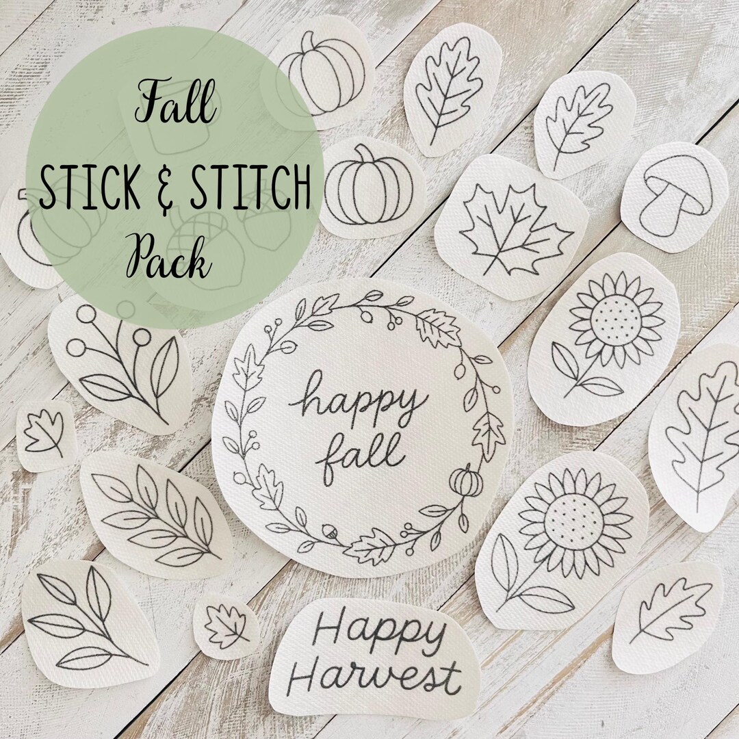 Fall Stick and Stitch Pack • Autumn Embroidery Patterns • Sunflower ...