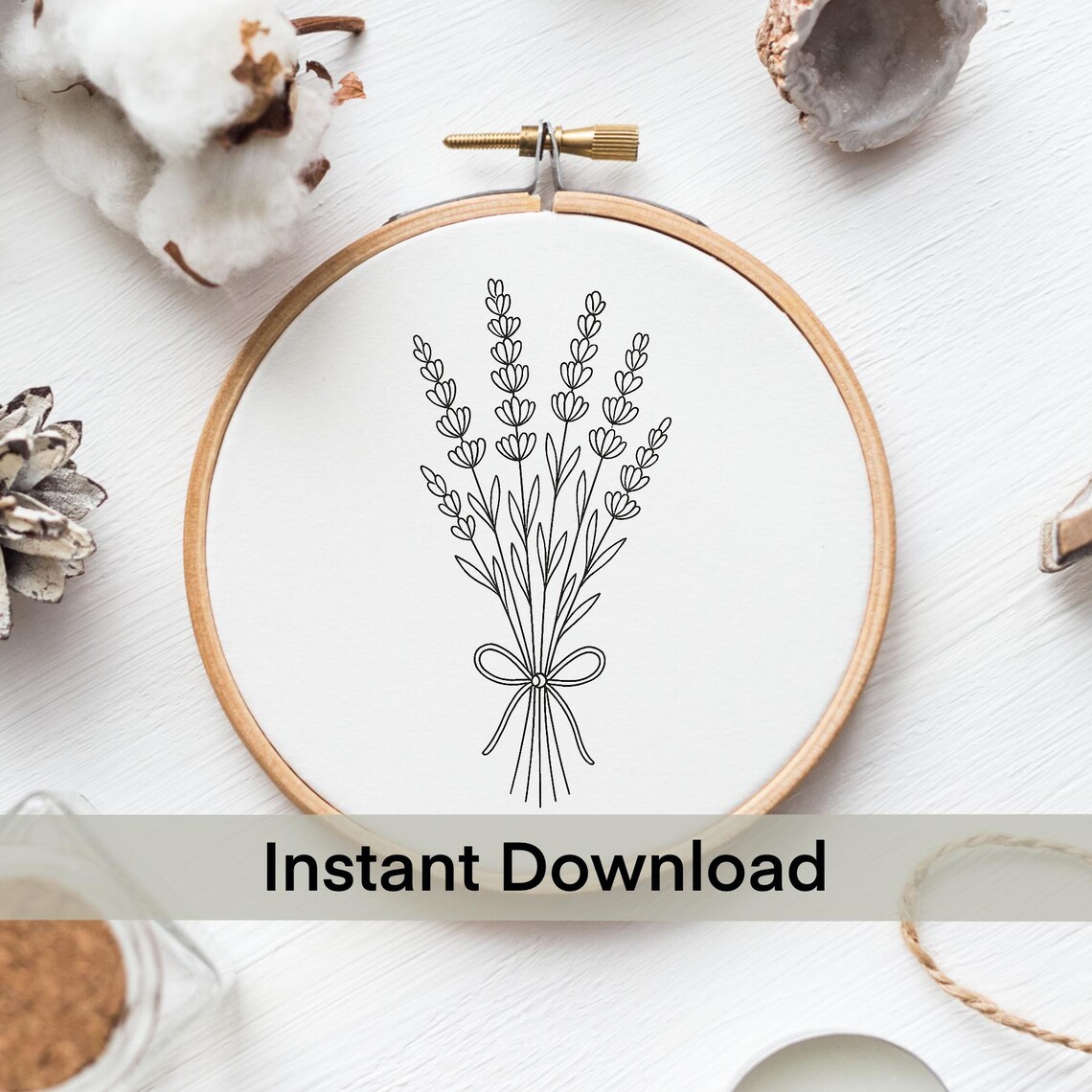 Lavender Wildflower Bouquet Hand Embroidery Pattern Template,pdf ...