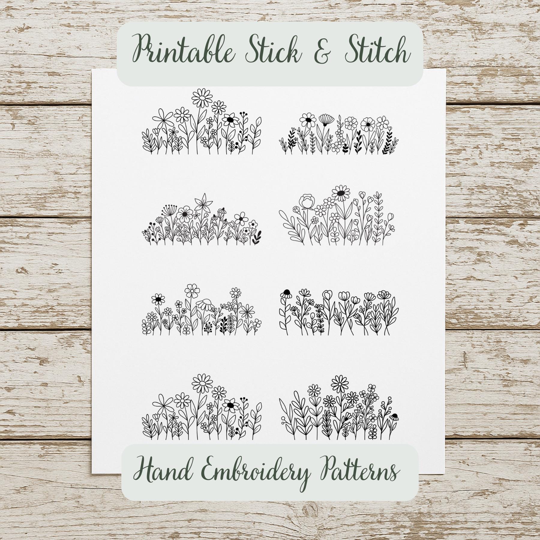 Floral Stick and Stitch Embroidery Pattern | Wildflower Stick and ...