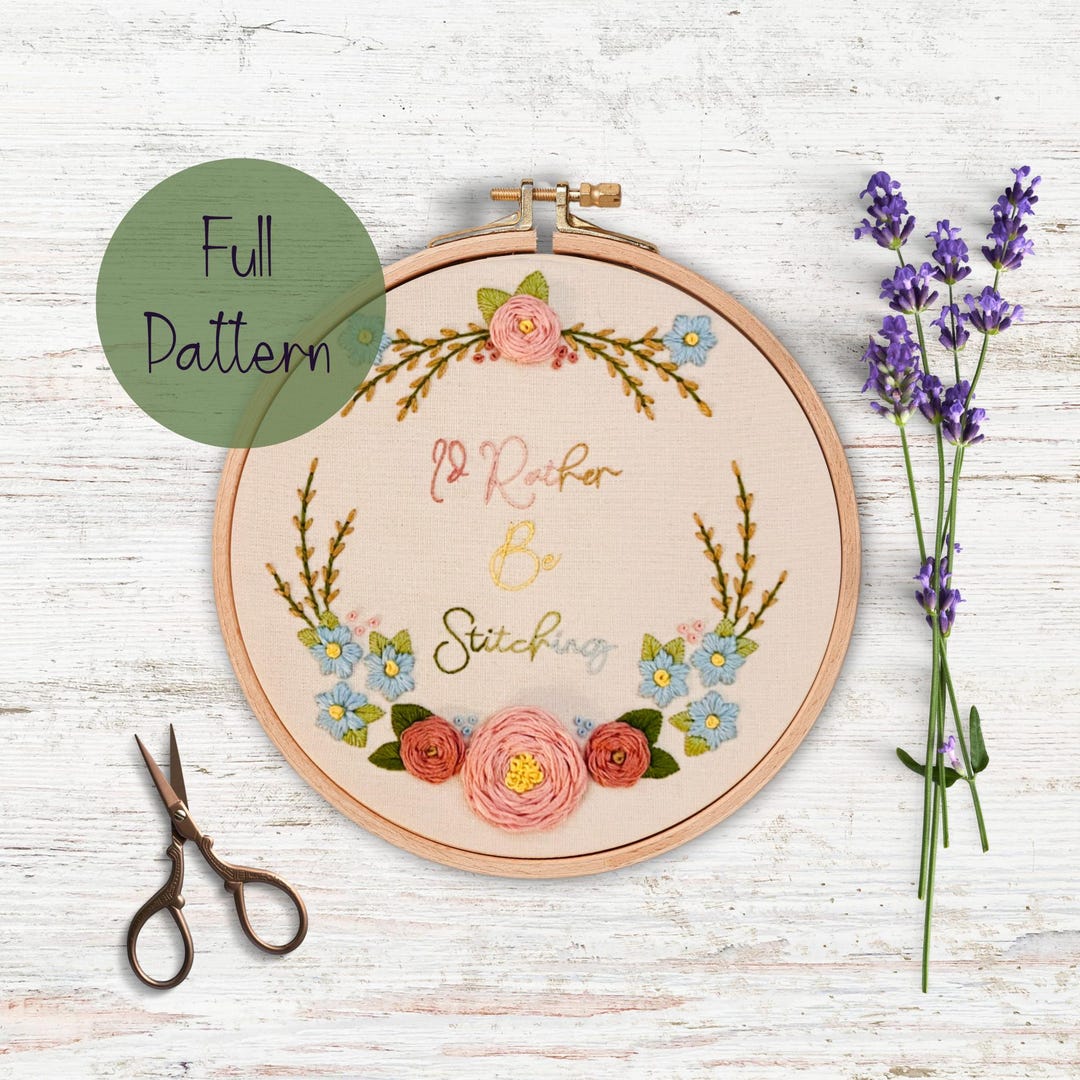 Floral Hand Embroidery Pattern: Beginner DIY Wreath (PDF Pattern) - Etsy