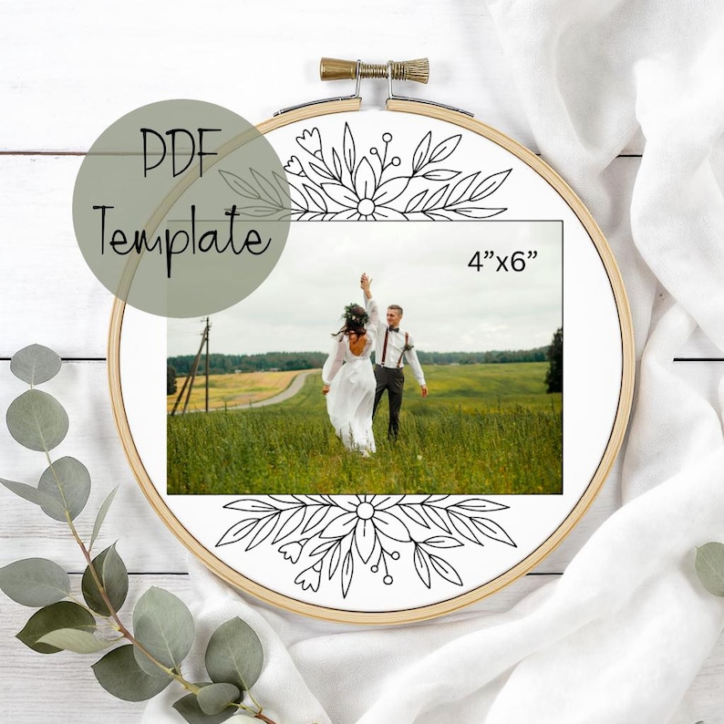 Photo Frame 4x6 Hand Embroidery Pattern Template, Instant Digital ...