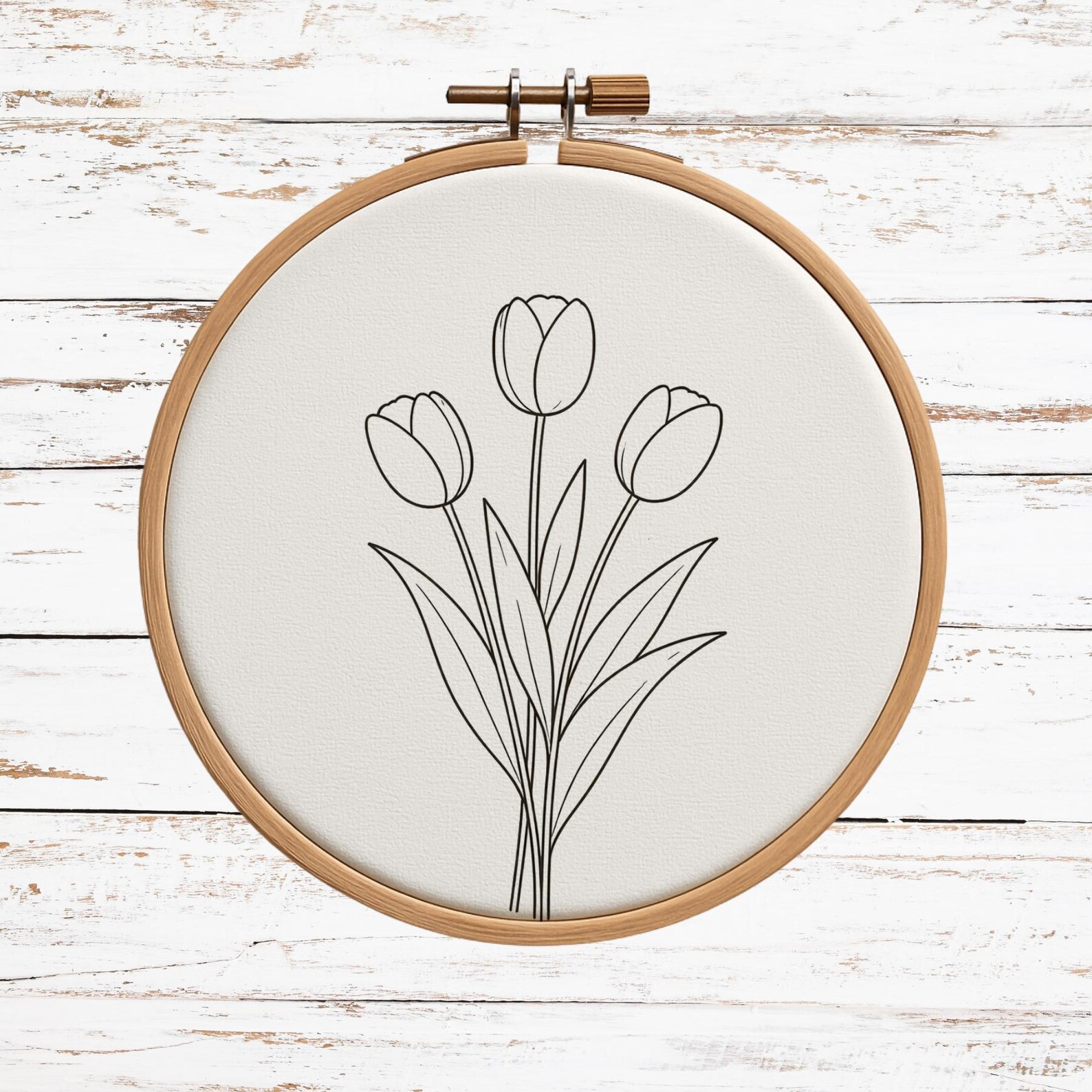 Tulip Embroidery Pattern Template PDF • Floral Line Art Template ...