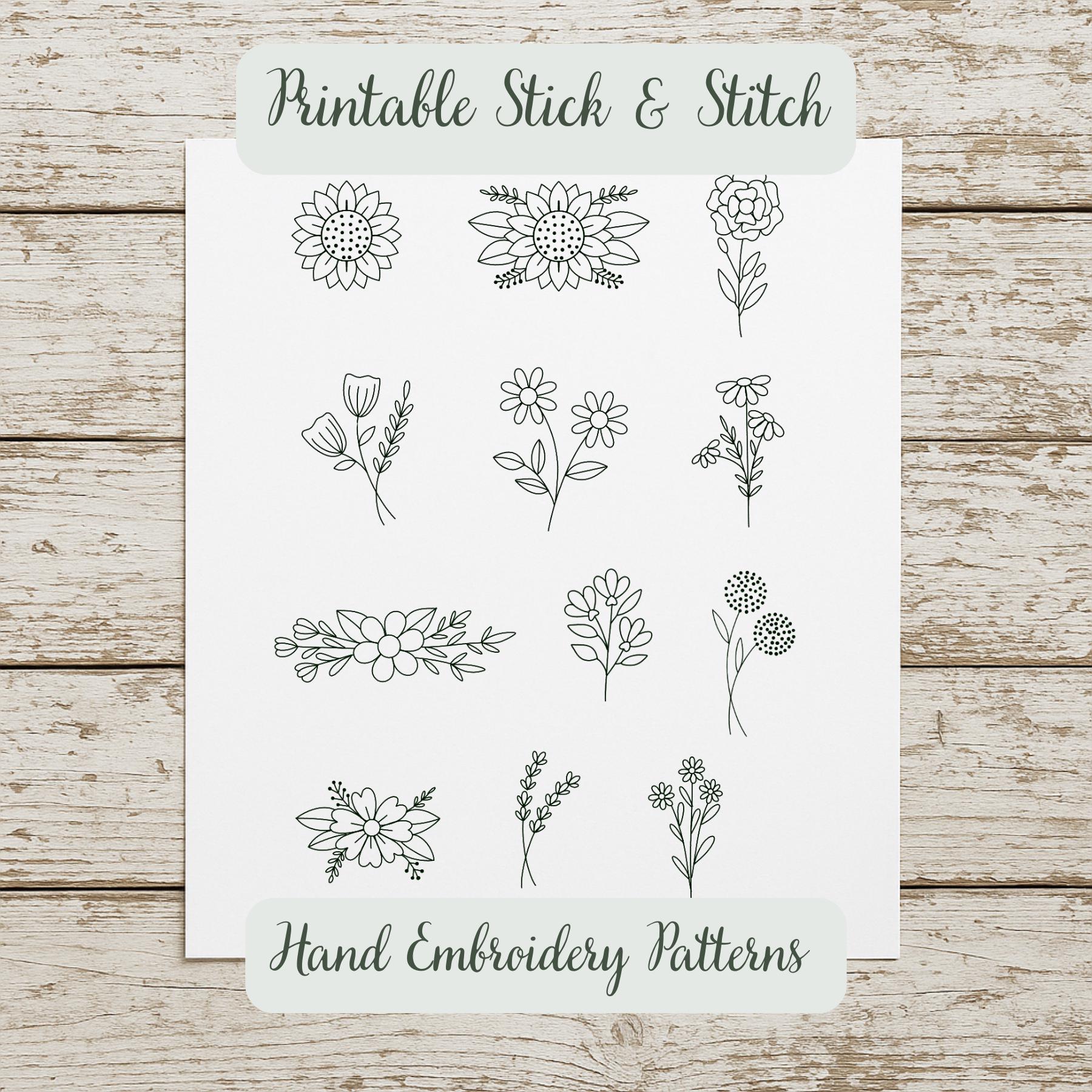 Printable Floral Stick and Stitch Embroidery Designs: Wildflower ...