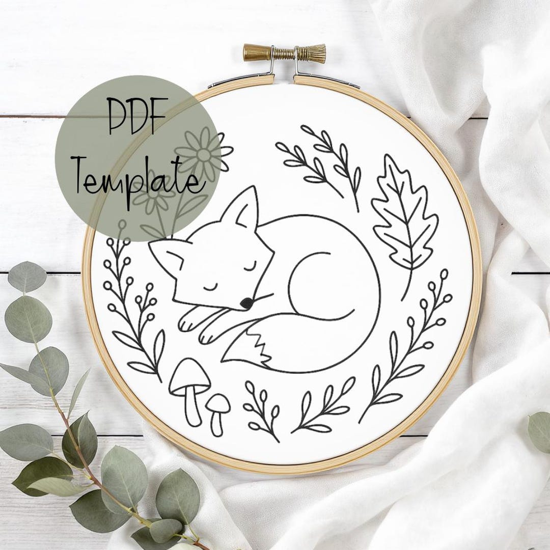 Fox Hand Embroidery Pattern: Floral Woodland Hoop Art (PDF Downloadable ...