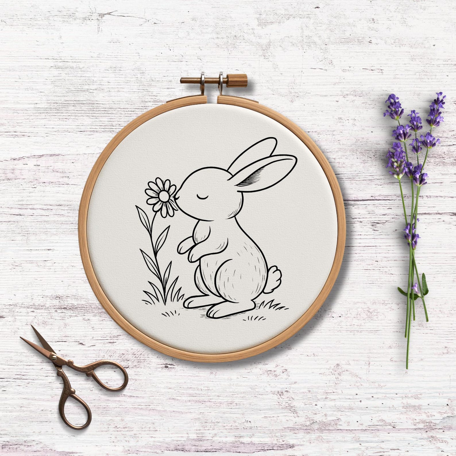 Bunny Hand Embroidery Pattern Template PDF • Easter Bunny • Spring ...