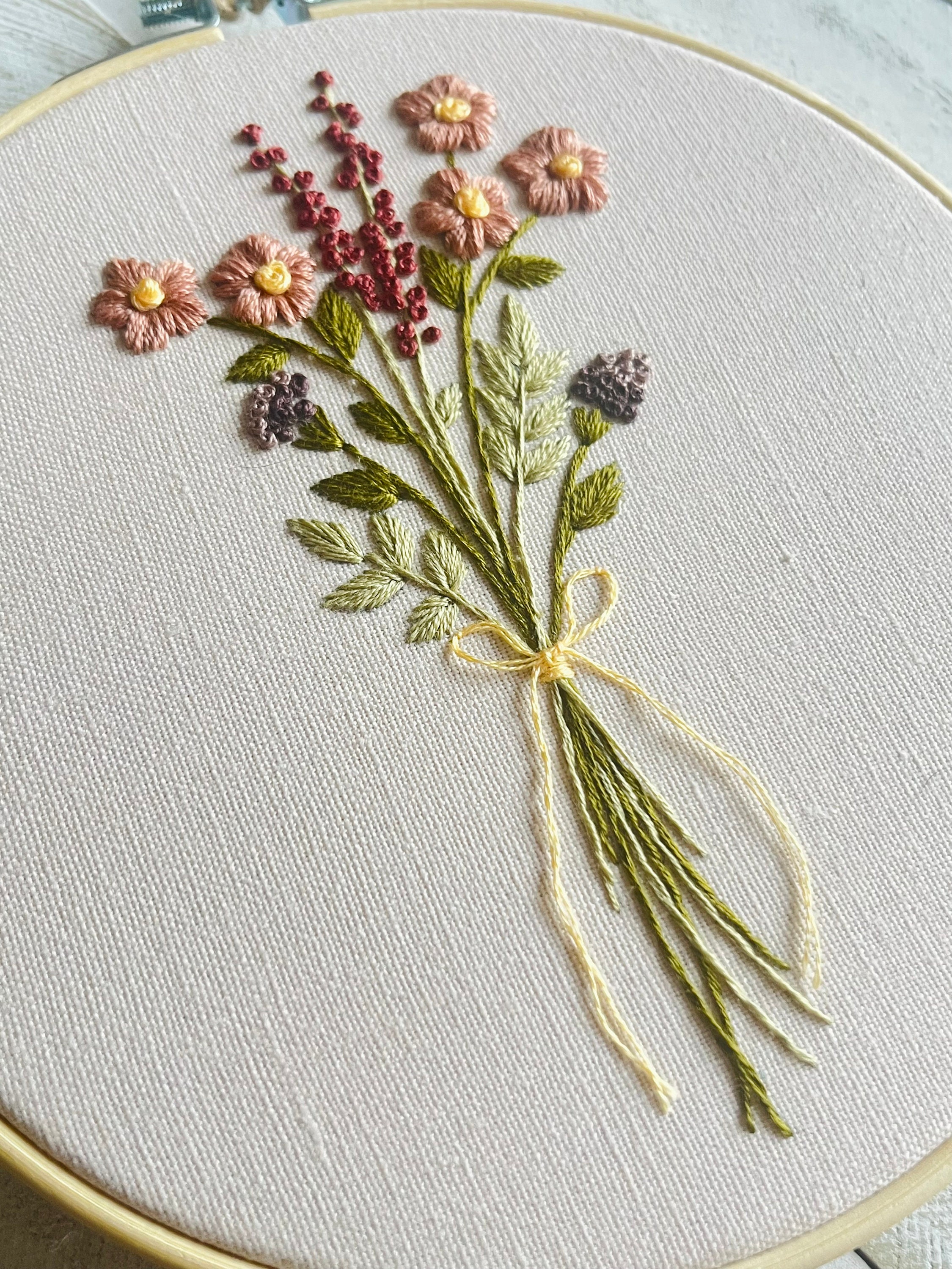 Wildflower Bouquet Modern Hand Embroidery Digital PDF Pattern Plus How ...
