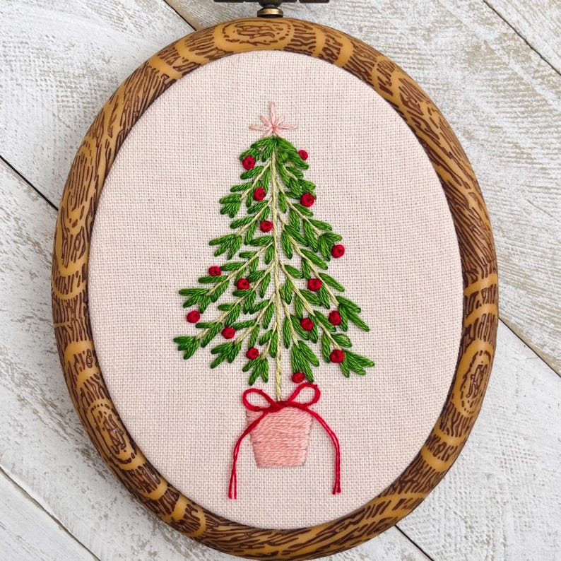 Simple Christmas Tree Embroidery Pattern PDF | Easy Hand Embroidery ...