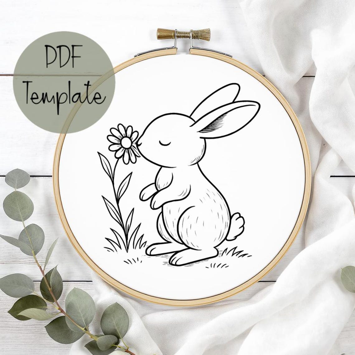 Bunny Hand Embroidery Pattern Template PDF • Easter Bunny • Spring ...