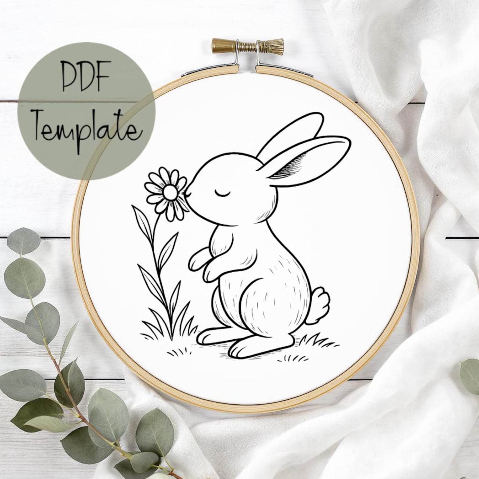 Bunny Hand Embroidery Pattern Template PDF • Easter Bunny • Spring ...