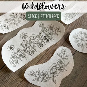 Wildflower Stick and Stitch Hand Embroidery Patterns,Floral Embroidery Stick and StitchDesigns,Custom Handmade DIY Gift