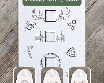 Patrones de bordado para gorros navideños: Patrón de bordado a mano navideño (plantilla descargable en PDF) Regalo personalizado