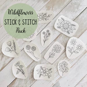 Wildflower Stick and Stitch Hand Embroidery Patterns: Floral Hand Embroidery Designs 12 Hand-Drawn Designs Custom Gift