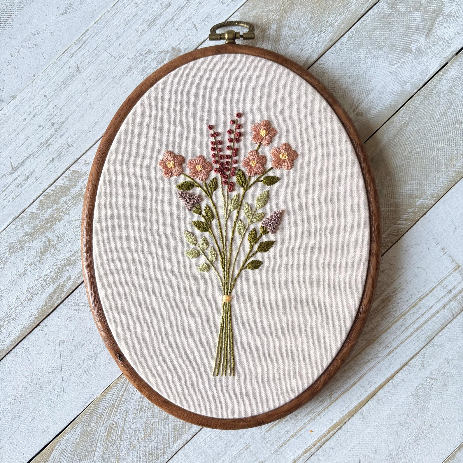 Wildflower Bouquet Modern Hand Embroidery Digital PDF Pattern | Floral ...