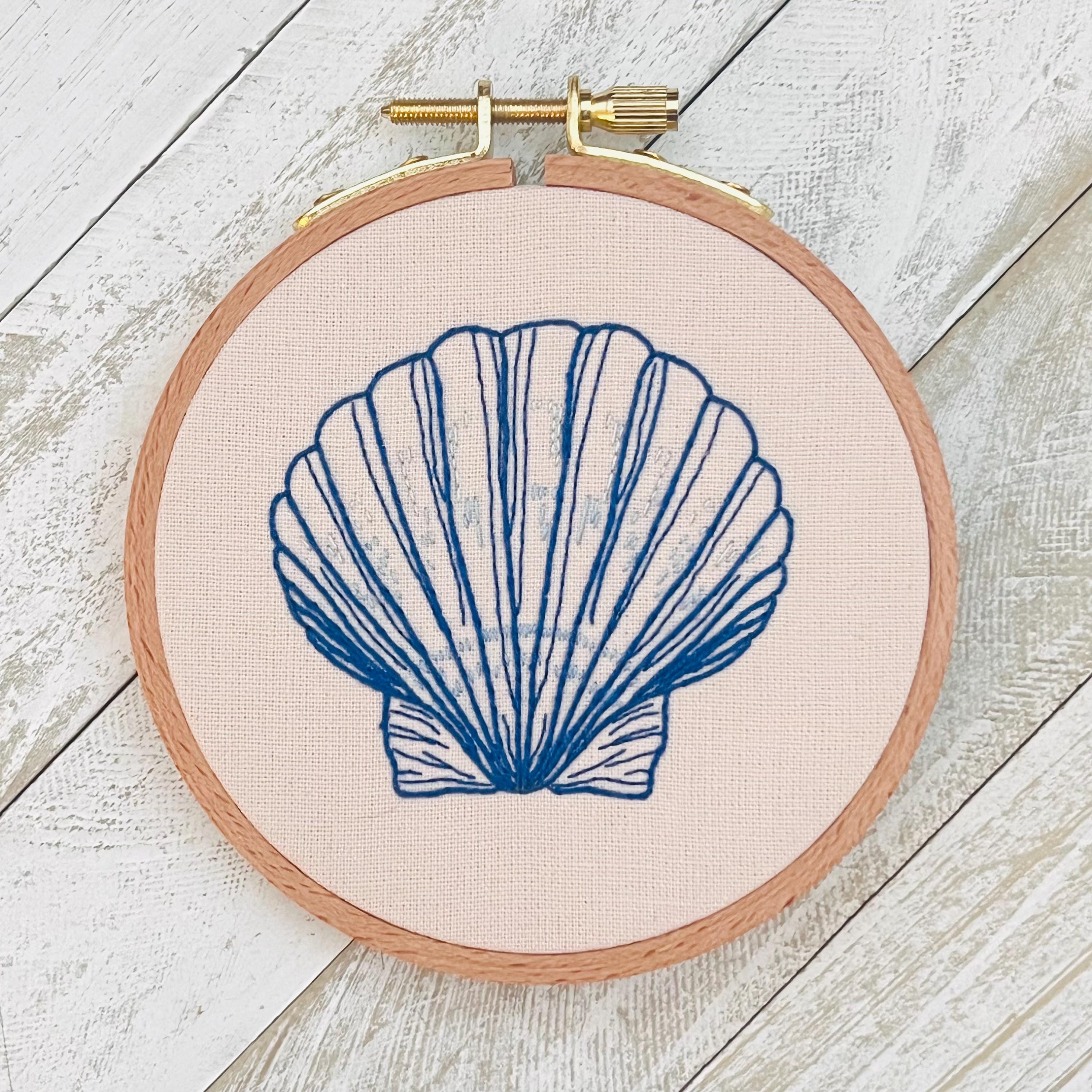Embrioder Small Shell Three Sea Shell Digital PDF Hand Embroidery Patterns 4” Makes 3 Shell ...