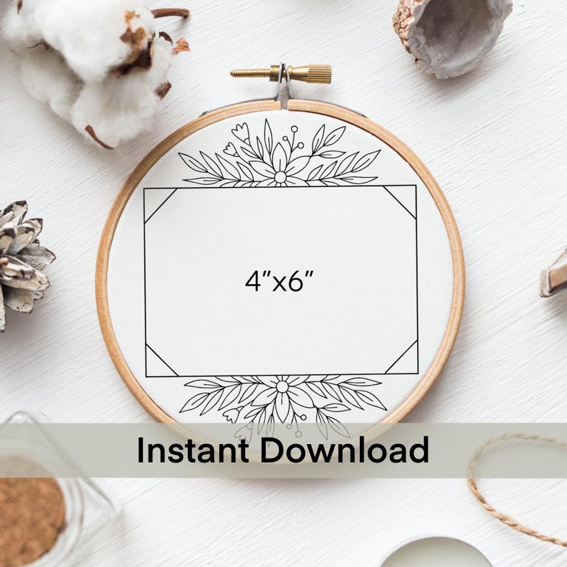 Photo Frame 4x6 Hand Embroidery Pattern Template, Instant Digital ...