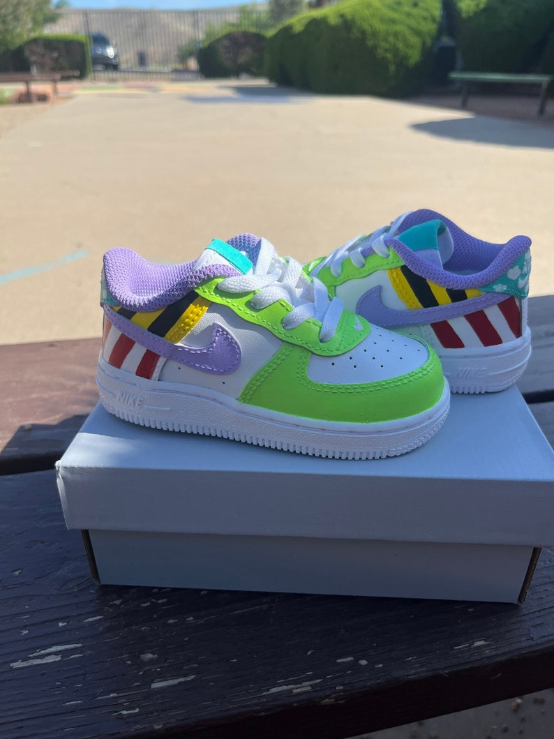 Toy Story Inspired Air Force 1 / Custom Shoe / Toddler / Baby / Kid / AF1 / Buzz image 1