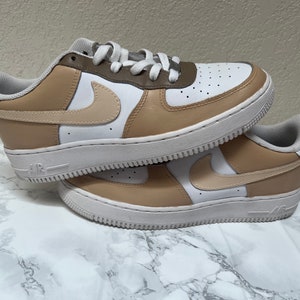 Tan Air Force 1 / Brown Beige / Custom Shoe / Toddler / Baby / Kid / Adult / Women / Neutrals / Minimalistic / AF1