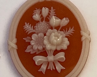 necklace Vintage style Resin apricot Gemme Cameo Apricot Angel