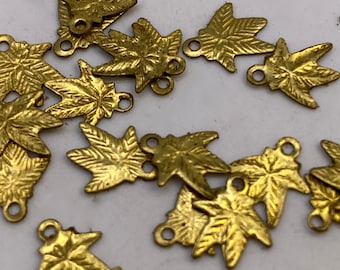 Tiny stamped brass leaf charms. ( 10 peices per price)