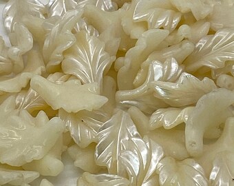 Pearlescent Acrylic leaf beads. 1950's, 26mm, (20  pieces per price )