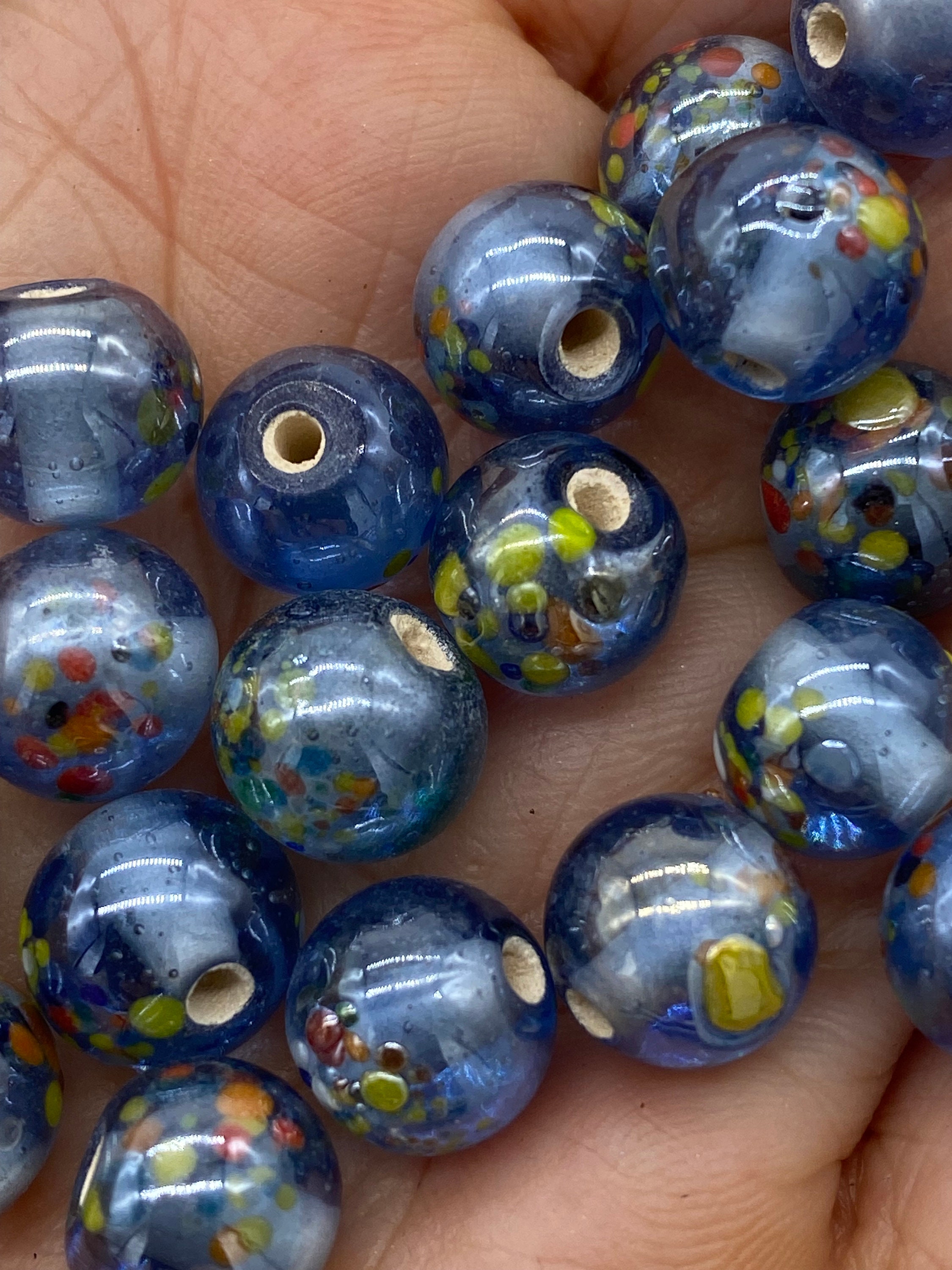 Glasperlen-Set – Flache Runde Münzperlen, 8 Mm, Glow In The Dark | 70+ Stück, Tschechisches Glas