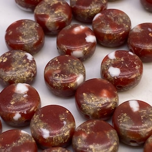 Acrylic marbleized round flat beads from Germany ( 30 peices per price)