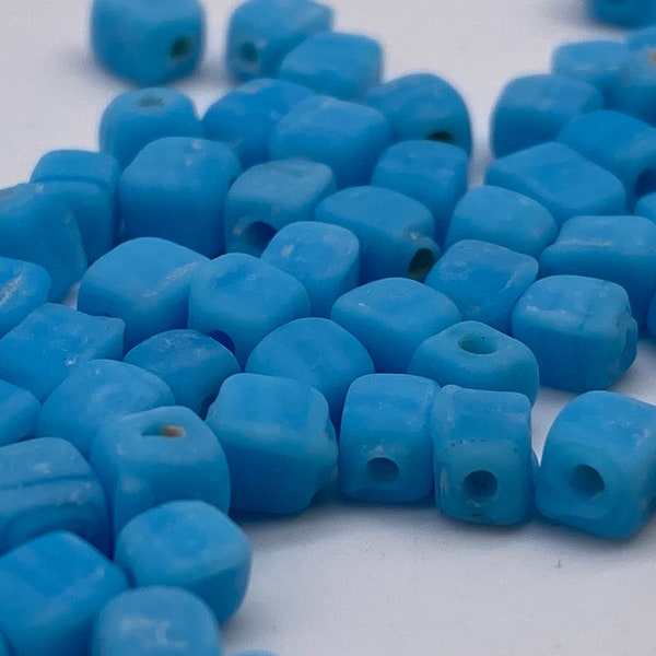 Small ceramic cube beads. Turquoise color. ( 400 pieces per price)