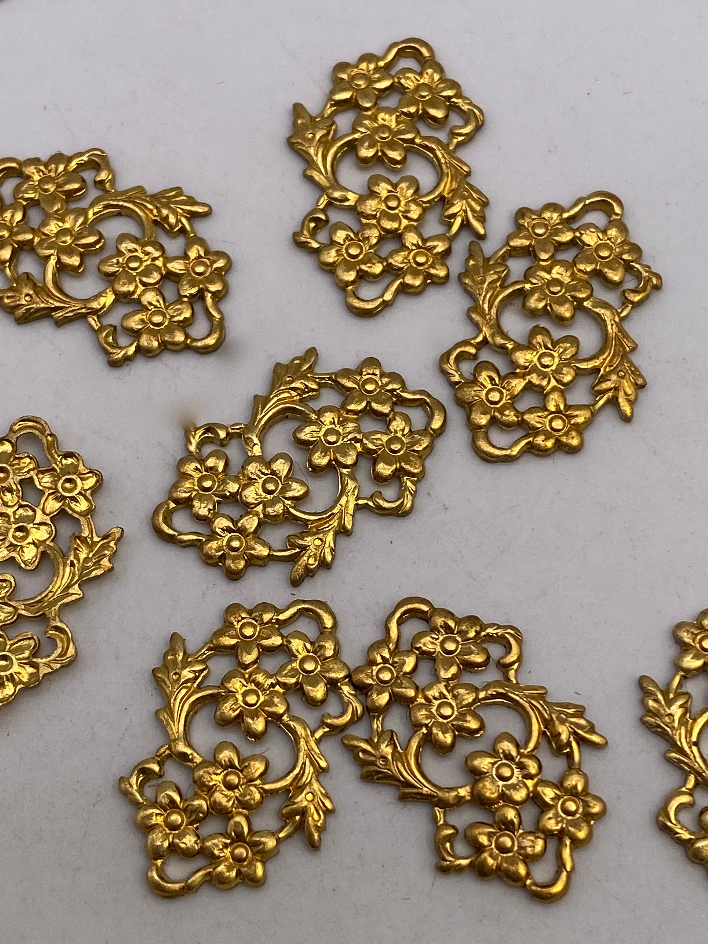 Floral Stamped Brass Jewelry Connector 6 Peices per Price Etsy UK