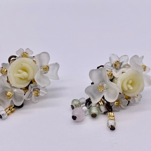 Floral Bridal/Wedding earings ( Frosted crystal and lemon) ( 1 set per price)