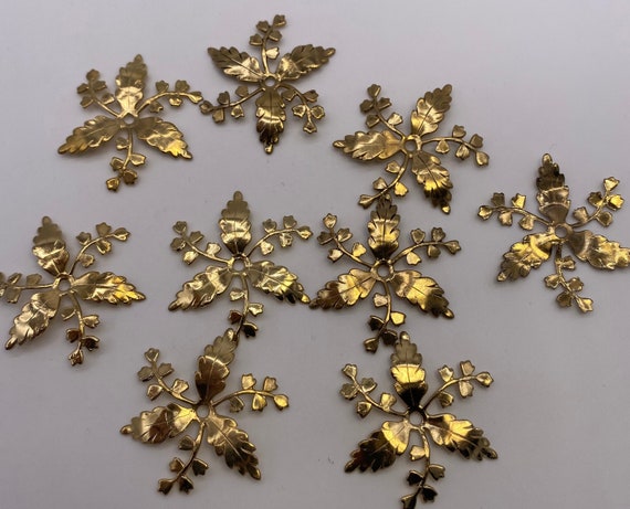 Gold Plated Brass Floral Jewelry Finding (2 Pieces)