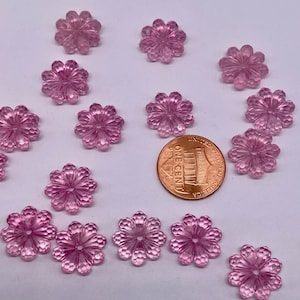 Vintage Lucite flower bead/spacer. 13mm Transparent Pink. ( 30 peices per price)