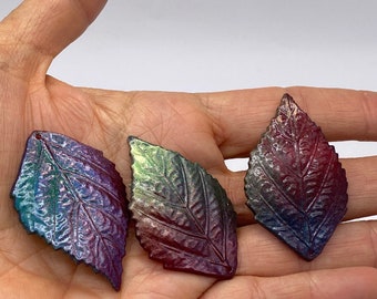 Large leaf drop. Hand painted in our studio. 49mm. Faux Raku . Acrylic.(10 peices per price)