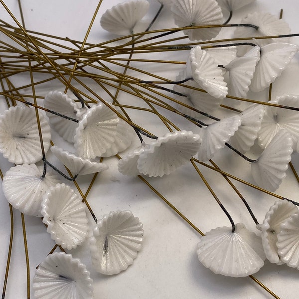 Antique white glass flowers (12 pieces per price)