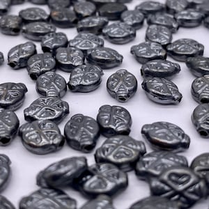 Unusual veintage pod bead. 9mm Chrome Grey (30 peices per price)