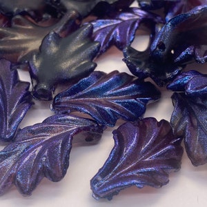 Dark Purple iridescent curved leaf bead. 26mm. Acrylic.( 24 peices per price)