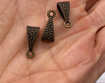 16mm Bronze mat finish loop pendant bail with 2mm hole. (12 pieces per price)