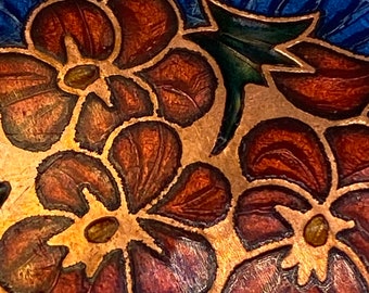 ヴィンテージ銅七宝焼きフラワーペンダント。穴なし。（1個あたりの