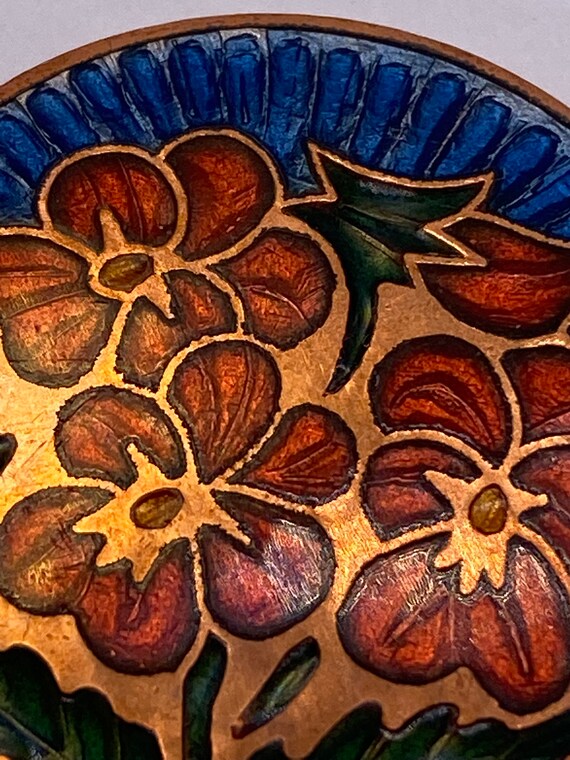 ヴィンテージ銅七宝焼きフラワーペンダント。穴なし。（1個あたりの