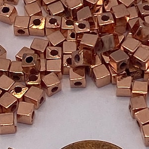 3 mm koperen acrylkubuskraal. (50 stuks per prijs)