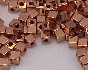 3mm copper acrylic cube bead. (50 pieces per price)