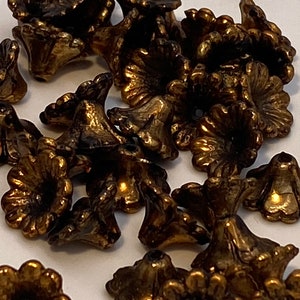 Faux oxidized gold daffodil flower beads. 30 pieces per price image 2