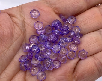 Perlina distanziatrice in vetro rotonda vintage da 5 mm con bordi sfaccettati. Lavanda trasparente. 40 pezzi per prezzo)